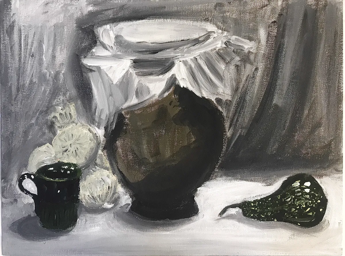 A still life with a Jar (original canvas) | Натюрморт с кувшином (оригинальный холст) | דיוקן דומם עם צנצנת (בד מקורי)